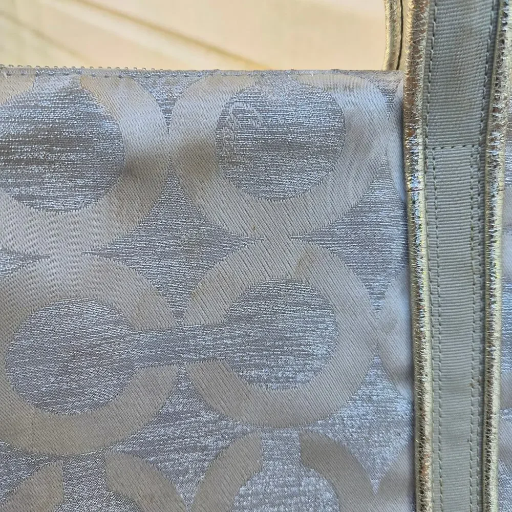 Y2K Coach Poppy Glam Tote - Silver Metallic Signature C Handbag